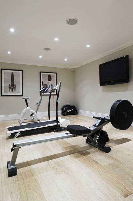 Basement workout & exercise room on a smaller scale