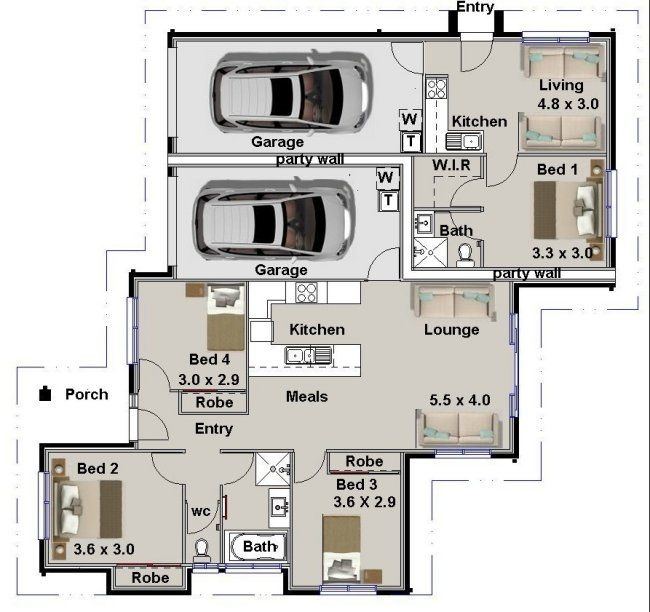 two bedroom plan design simple house