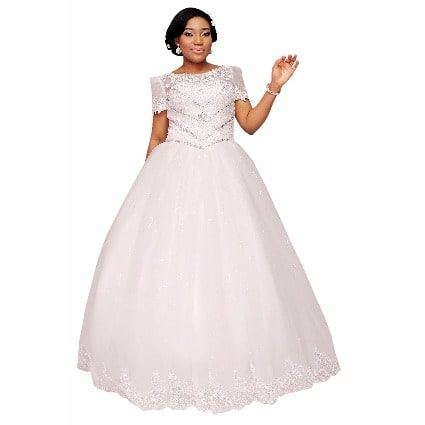 com SUPPLIES Half Sleeve Scoop Neck Appliques Beading Ball Gown Hot Wedding Dress Ball