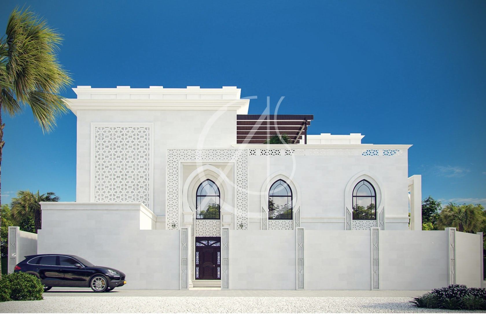 In this traditional Arabic house design, in KSA,the impact of Islamic  architecture is very evident in the use of #traditional forms & features