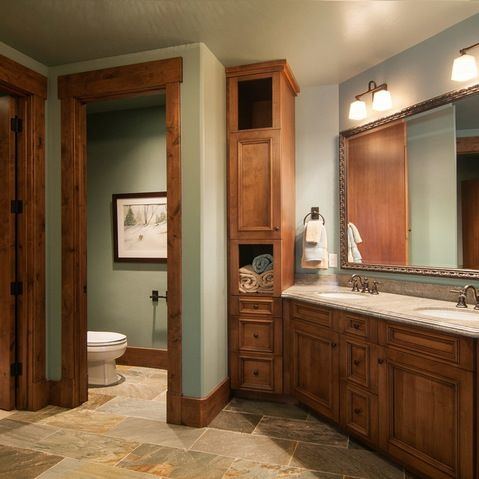 Love the contrast ceiling trim as well as shower arch