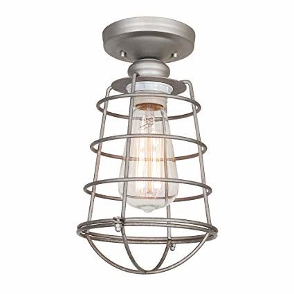 com: Design House 519686 Ajax 1 Light Semi Flush Mount Ceiling  Light, Galvanized Steel Finish: Home Improvement