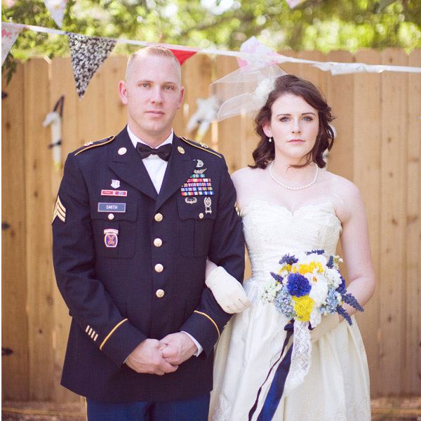 Military Wedding and blush colored flowers