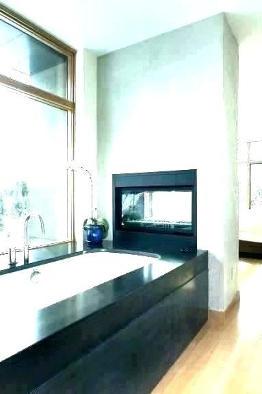 electric fireplace in bathroom
