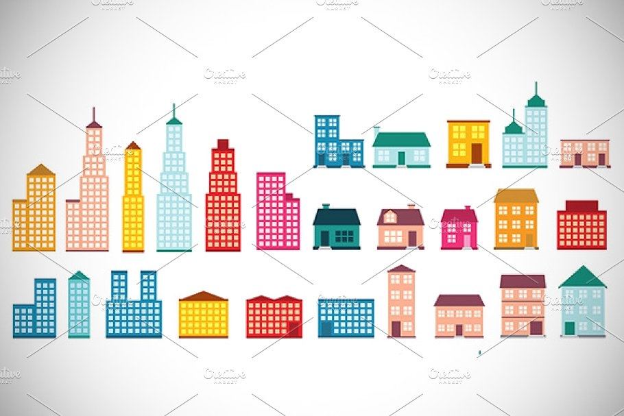 vector illustration collection of  house and building icons