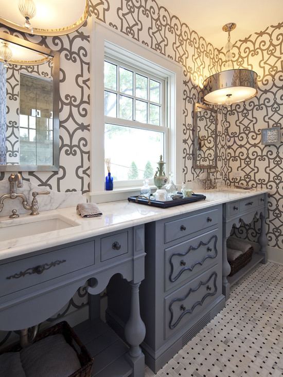 Bathrooms With Wallpaper Using In Bathroom Design Ideas