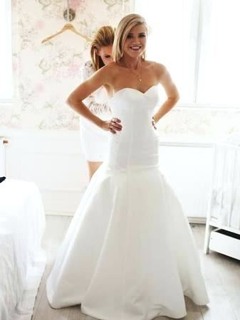99 Petite Beaded Lace Wedding Dress with Cap  Sleeves 12966 David's Bridal 7T9612 10133939