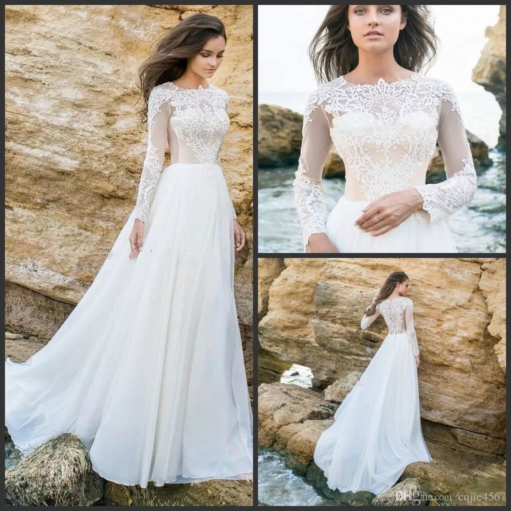 Lace Bohemian Wedding Dresses Vintage French Lace Long Sleeve Boho Wedding  Dress Open Back Bridal Dresses Vestido De Noiva Discount Designer Wedding  Dresses