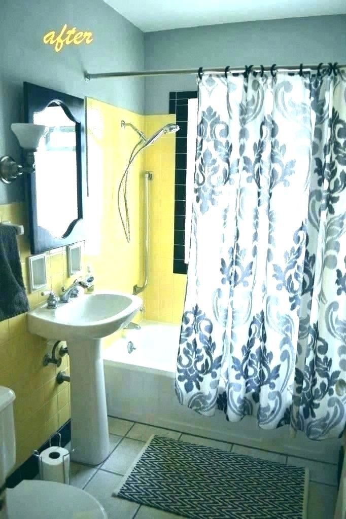 yellow and grey bathroom decor