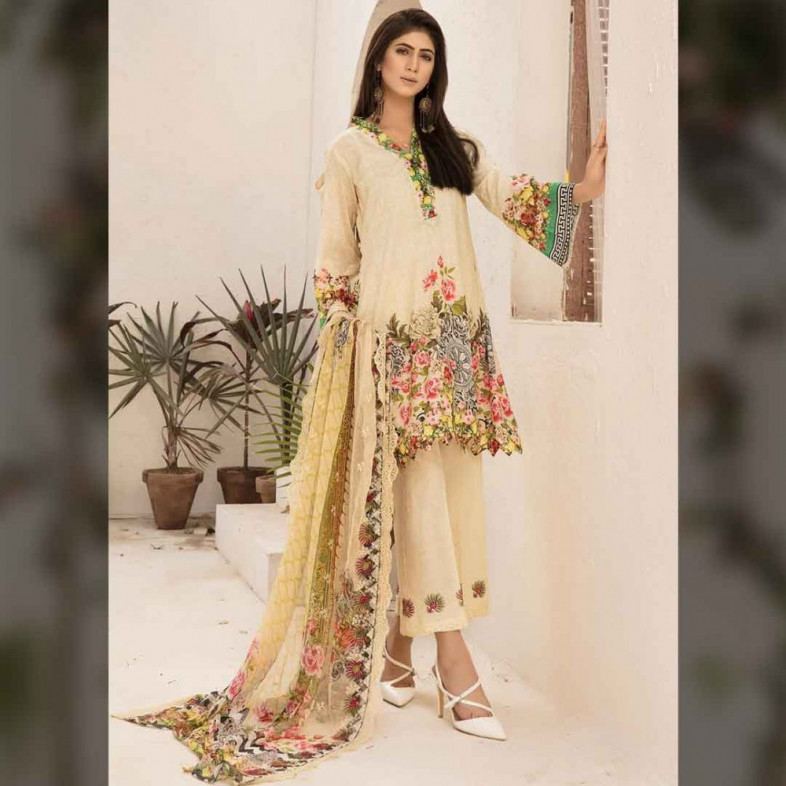 You can turn Zara Shahjahan lawn dress into fancy look like wear the lady  in above image