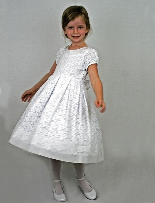 Hot Sale Ball Gown Holy Communion Dresses Custom Made White Flower Girl  Dresses For Wedding Lace Appliques Beaded Pageant Gown Mz Kids Flower Girl  Dresses