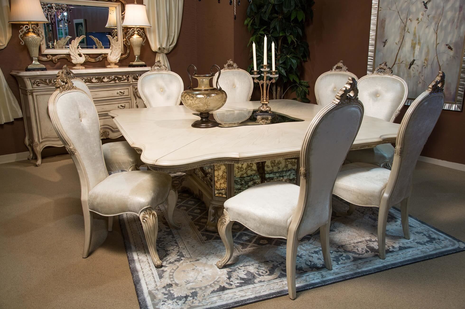 Michael Amini Villa Valencia Traditional Round Oval Table Chairs Dining