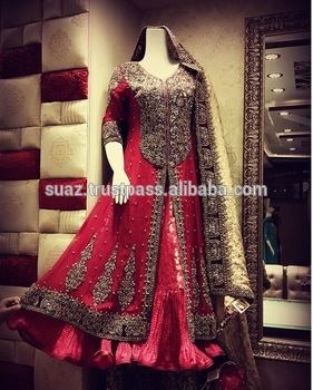 Pakistani Bridal Wear Designer Dress Blue Gharara