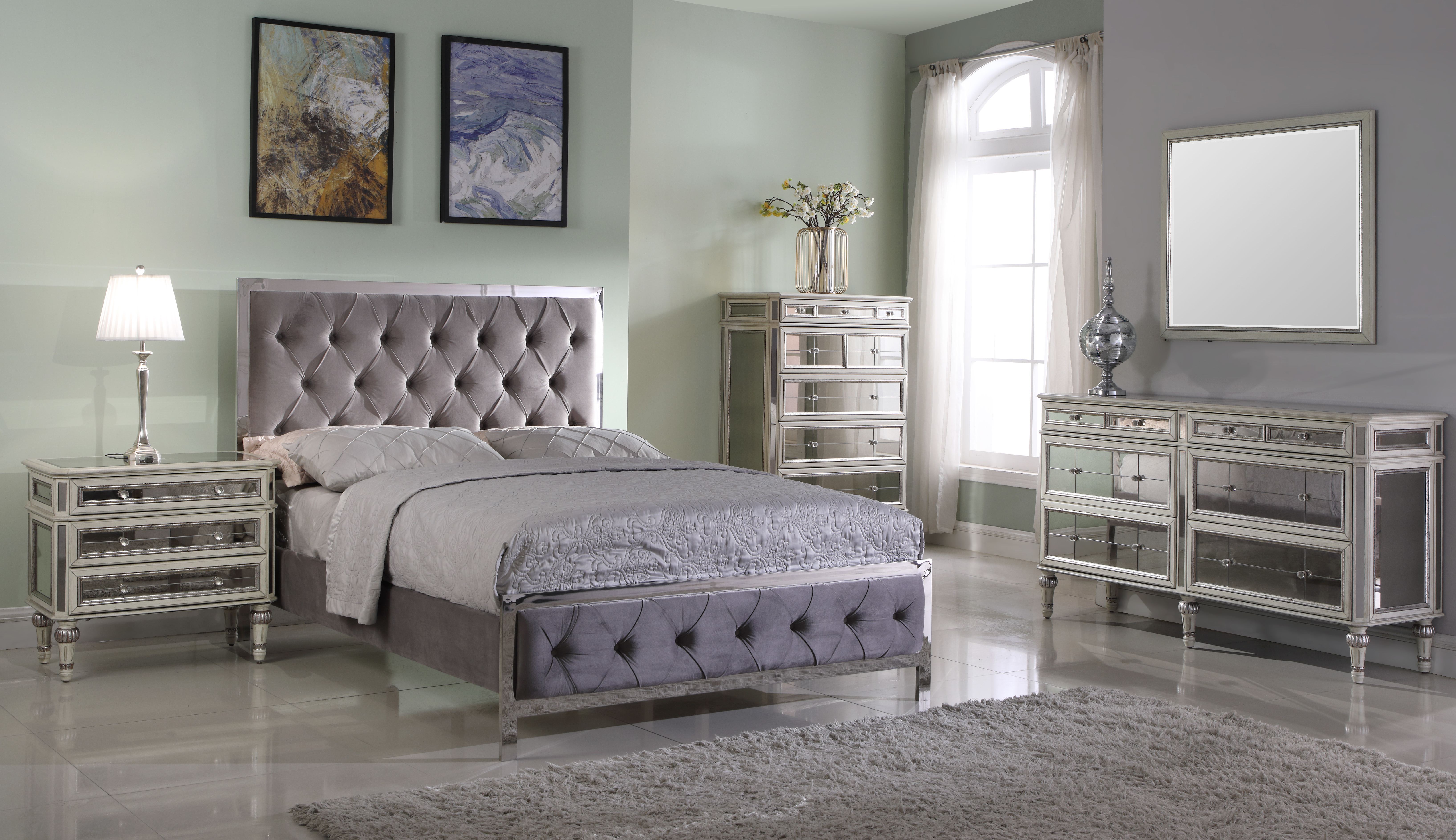 Image is loading Stella Modern Pewter Velvet Fabric Bed Frame 4ft6