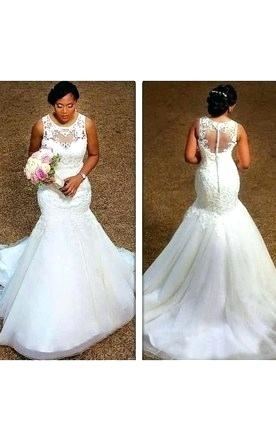 New 2018 Designer Mermaid Illusion Wedding Dresses Sleeveless Backless Sweep Train Bridal Gowns Beige Full Lace Vintage Custom Made Wedding Gown 2015 Bridal