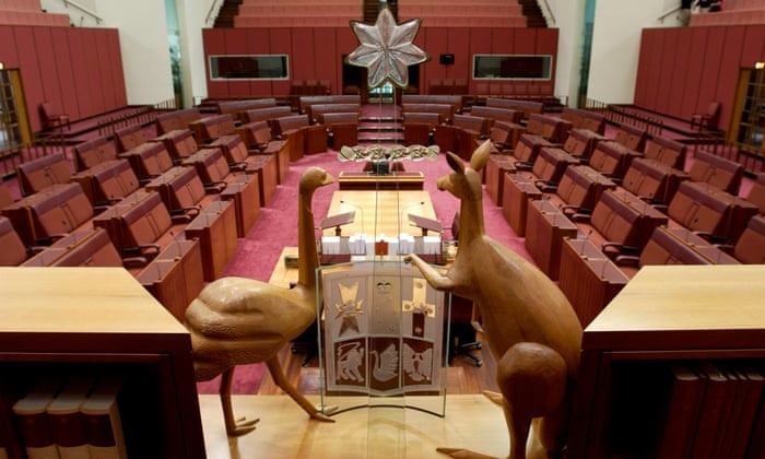 Interior of the House of Representatives Chamber in Parliament House, in Canberra, Australia