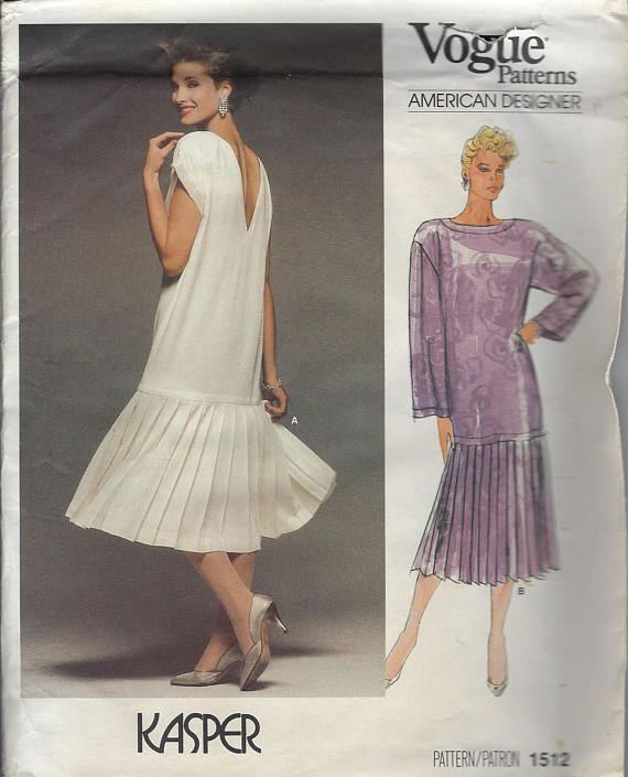 KASPER Dress Pattern /Dress and Top Sheer Top and Long or Short Dress UNCUT  Vogue 1189 American Designer Pattern Vintage 1980s sewing pattern