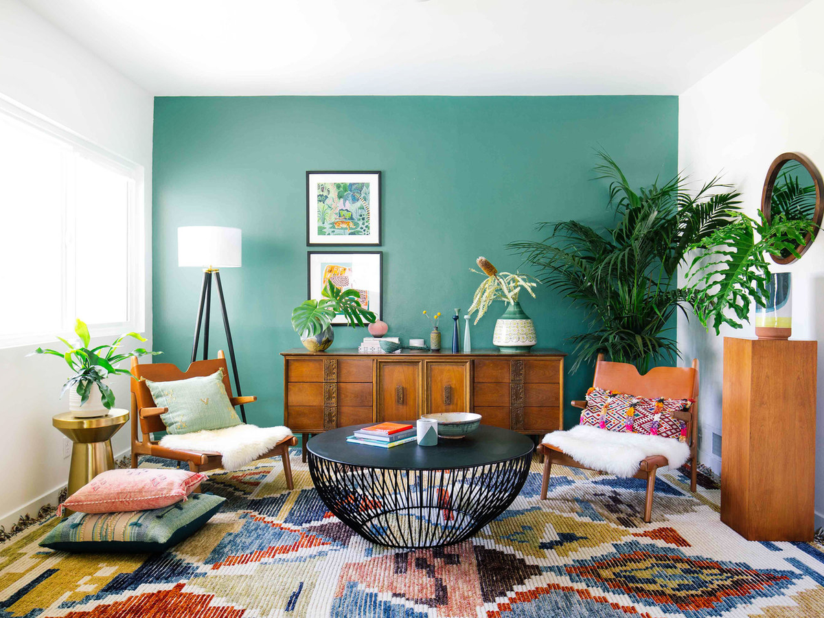 Blue and green bedroom