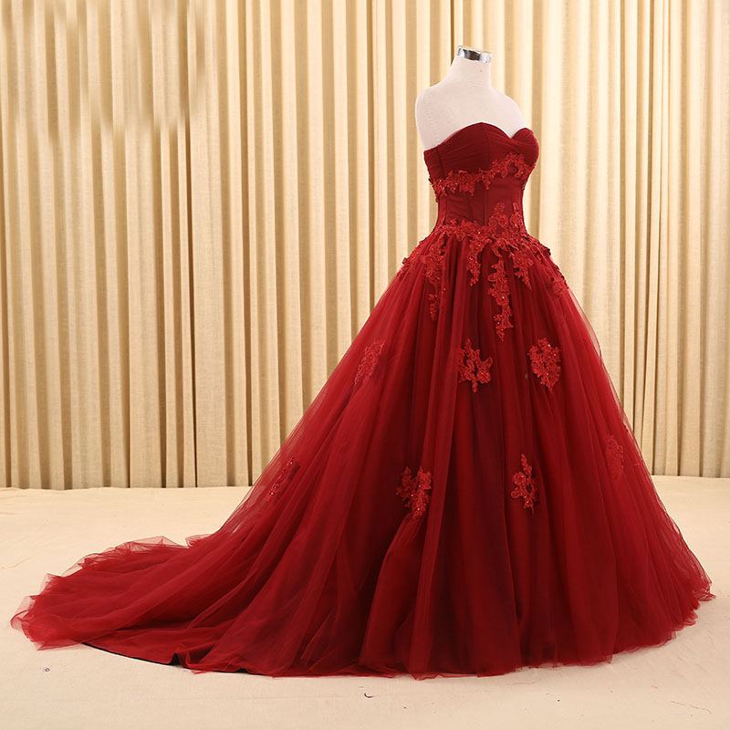 Großhandel Neue High Neck Dark Red Brautkleider Mit Ärmeln Lange Zug Vintage Appliqued Brautkleid Dubai Arabischen Frauen Formales Kleid Für Event Von