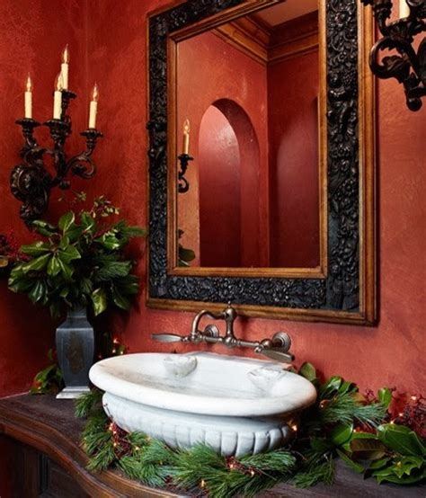 Poinsettia mirror garland for the bathroom