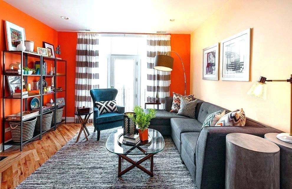 Living Rooms With Accent Walls For Room Orange Accents Ideas
