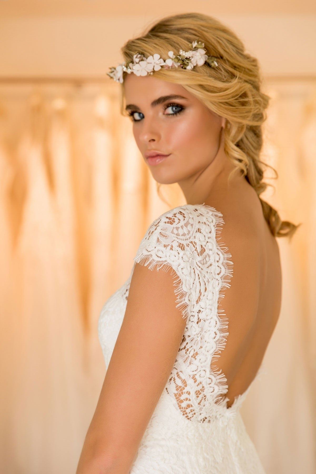 Embroidered cotton lace on Crepe, fishtail style by Ella Rosa